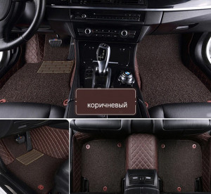 Коврики в салон для Mercedes-Benz GLE Coupe (С292) I "Duo" экокожа/резина, коричневый