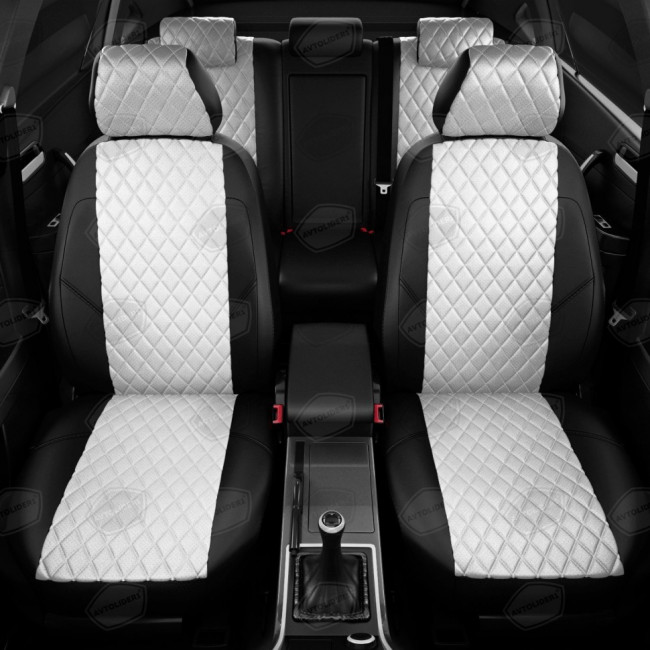 Чехлы в салон Hyundai Solaris / KIA Rio III "Ромб" автолидер, экокожа, черно-белый Чехлы в салон Hyundai Solaris / KIA Rio III "Ромб" автолидер, экокожа, черно-белый