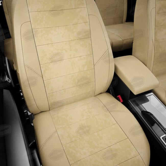 Чехлы в салон Hyundai Solaris I / KIA Rio III "Классика" автолидер, алькантара/экокожа, бежевый Чехлы в салон Hyundai Solaris I / KIA Rio III "Классика" автолидер, алькантара/экокожа, бежевый