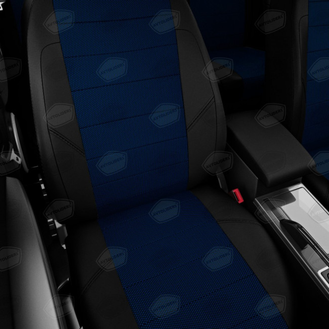 Чехлы в салон Hyundai Solaris I / KIA Rio III "Классика" автолидер, жаккард/экокожа, синяя точка Чехлы в салон Hyundai Solaris I / KIA Rio III "Классика" автолидер, жаккард/экокожа, синяя точка