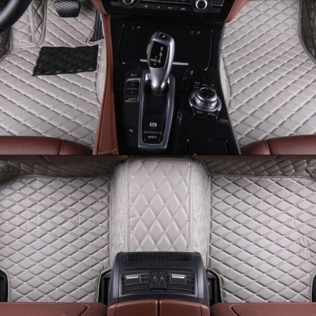 Коврики в салон для Nissan Qashqai II "Ромб" экокожа, серый