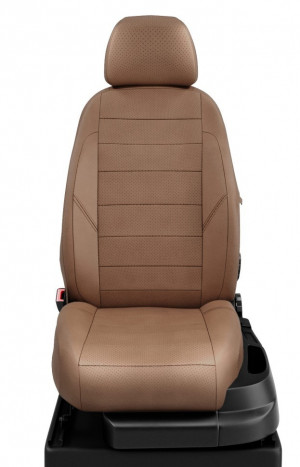 Чехлы в салон Hyundai Solaris I / KIA Rio III "Классика" автолидер, экокожа, капучино