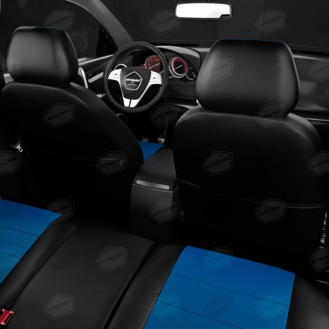Чехлы в салон Hyundai Solaris I / KIA Rio III "Классика" автолидер, экокожа, черно-синий Чехлы в салон Hyundai Solaris I / KIA Rio III "Классика" автолидер, экокожа, черно-синий