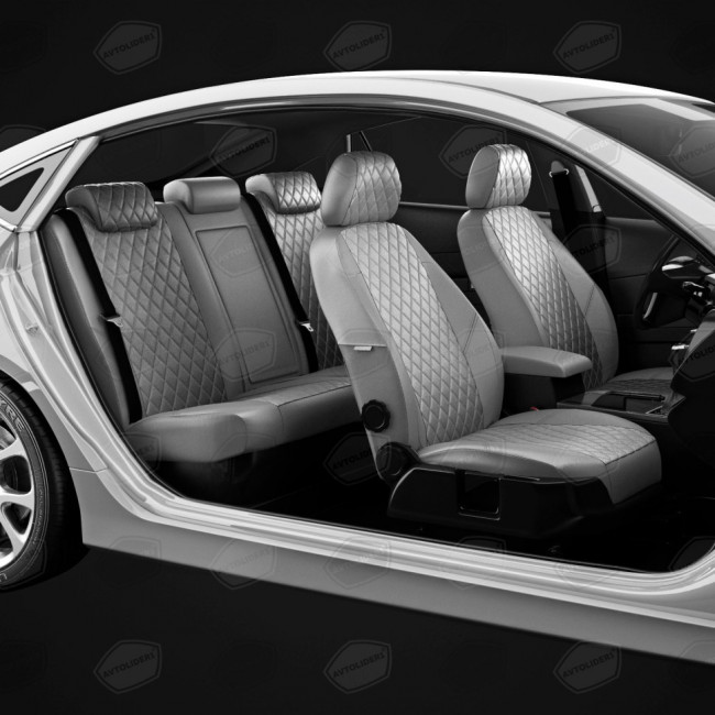 Чехлы в салон Hyundai Solaris I / KIA Rio III "Ромб" автолидер, экокожа, темно-серый/светло-серый Чехлы в салон Hyundai Solaris I / KIA Rio III "Ромб" автолидер, экокожа, темно-серый/светло-серый