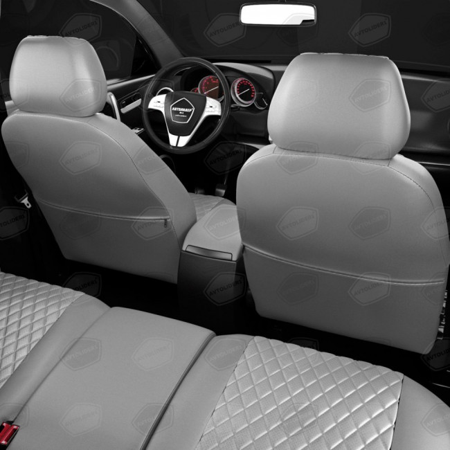 Чехлы в салон Hyundai Solaris I / KIA Rio III "Ромб" автолидер, экокожа, темно-серый/светло-серый Чехлы в салон Hyundai Solaris I / KIA Rio III "Ромб" автолидер, экокожа, темно-серый/светло-серый
