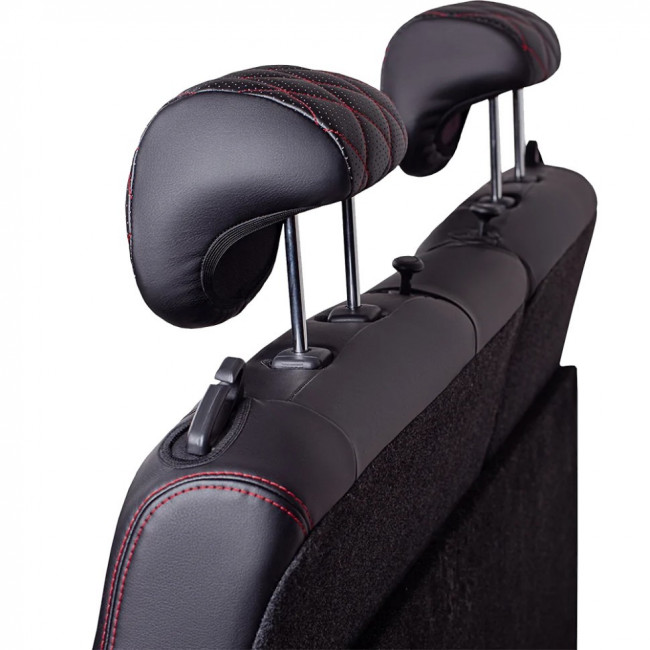 Чехлы на сиденья Hyundai Solaris II ЦЗС "Турин Ромб" экокожа, черный/отстрочка красная Чехлы на сиденья Hyundai Solaris II ЦЗС "Турин Ромб" экокожа, черный/отстрочка красная