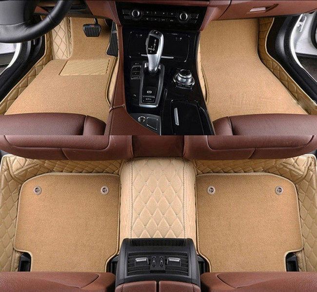 Коврики в салон для Audi Q7 I (4L) (5 мест) "Mix" экокожа/ворс, бежевый Коврики в салон для Audi Q7 I (4L) (5 мест) "Mix" экокожа/ворс, бежевый