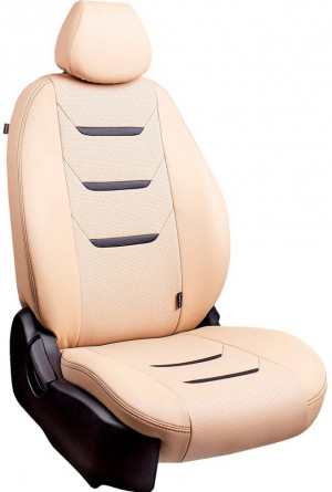 Чехлы на сиденья Hyundai Solaris II "Турин 2" экокожа, бежево-черный