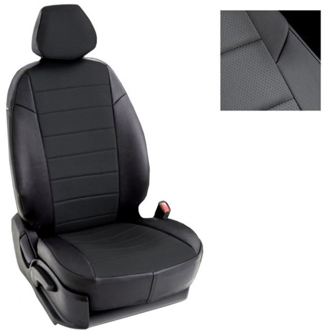 Авточехлы на Citroen C-Crosser / Mitsubishi Outlander XL / Peugeot 4007 "Классика" экокожа, черный
