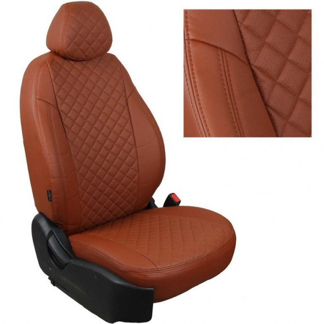 Авточехлы на Honda CR-V 4 "Ромб" экокожа, коричневый
