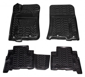 Коврики в салон для Toyota Land Cruiser Prado 150 Series (3D с подпятником) "Высокий борт" полимер, черный