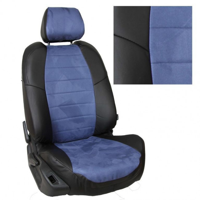 Авточехлы на LADA Priora I / 2110 "Классика" алькантара/экокожа, черно-синий