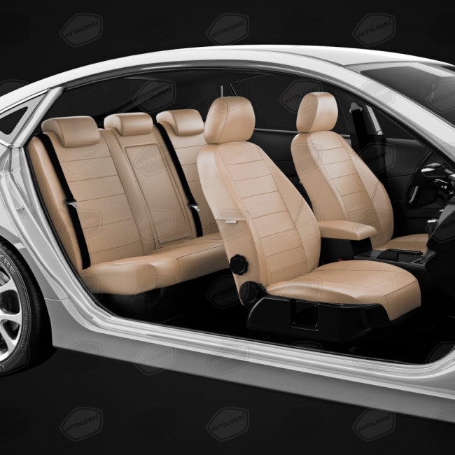 Чехлы в салон Hyundai Solaris II / KIA Rio X-Line "Классика" автолидер, экокожа, бежевый Чехлы в салон Hyundai Solaris II / KIA Rio X-Line "Классика" автолидер, экокожа, бежевый