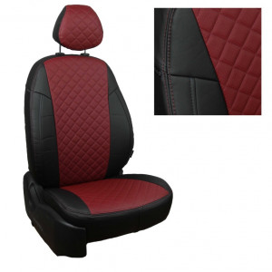 Авточехлы на Hyundai Tucson III / KIA Sportage IV "Ромб" экокожа, черно-бордовый